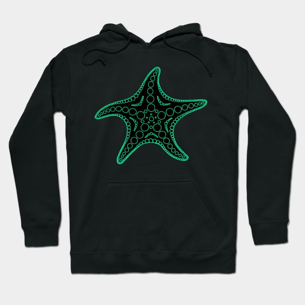 Starfish (cyan/black) Hoodie by calenbundalas